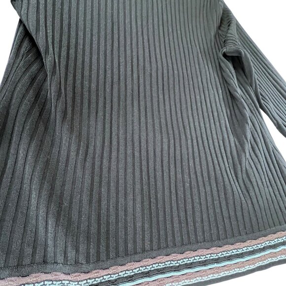 Exclusively Misook Cardigan Jacket XS Black Knit Tribal Geometric Trim Loop - Picture 14 of 16